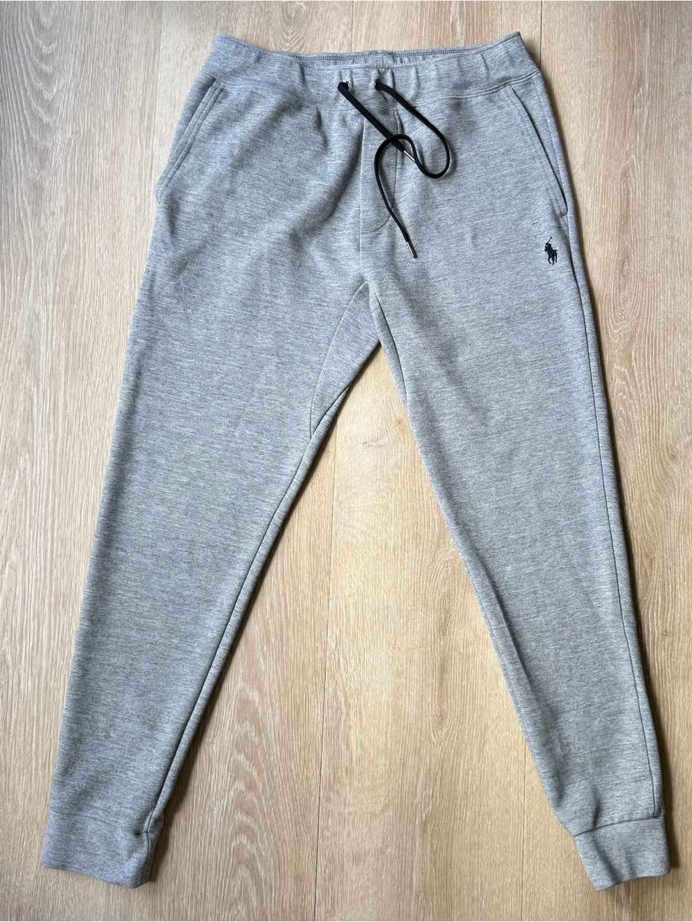 Polo Ralph Lauren Gray Double Knit Joggers Sweatpants Small Petite Black Pony